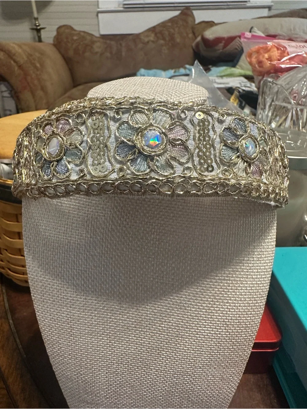 Statement Headband Bundle Grey Pearl Cluster + Gold Embroidered AB Boho Set Of 2